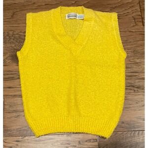 Vintage The Import Workshop Yellow Fuzzy Knit Sweater Vest Womens Size Medium